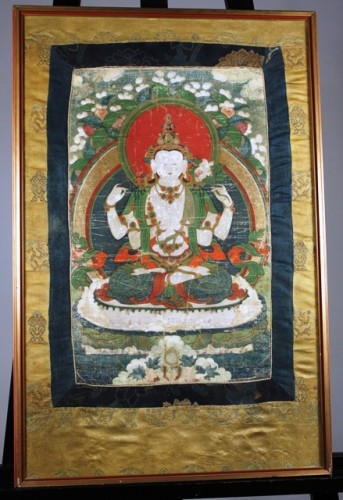 Doek met decor van zittend Boeddha-figuur